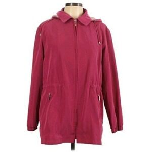 Gallery Pink Barn Coat Chore Jacket Windbreaker Raincoat Sz PL Hood Zip Up